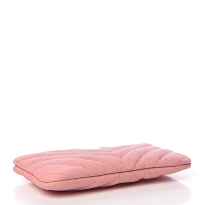 Chanel Flat Caviar Chevron Quilted Small Cosmetic Case Pink 4 of 8