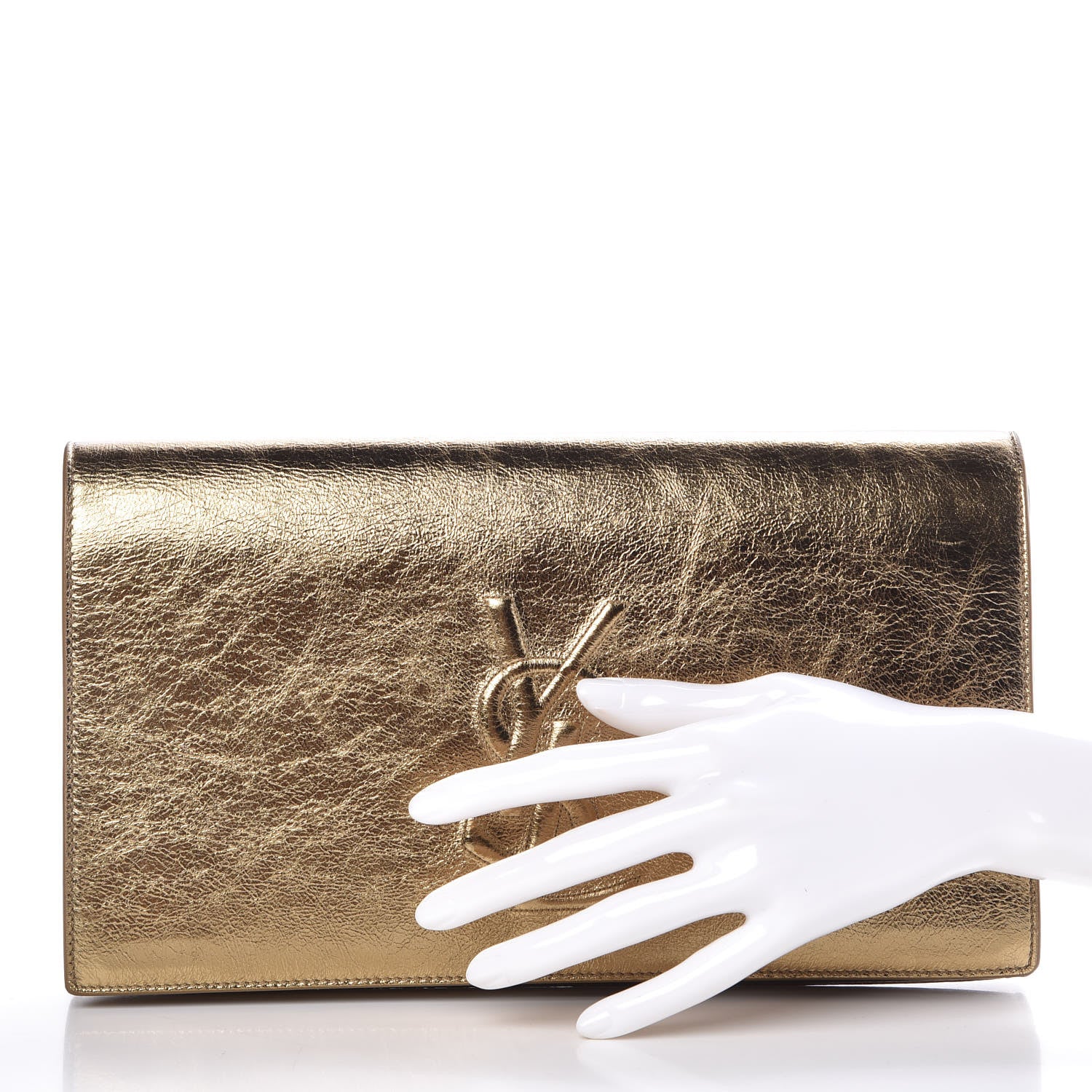 Saint Laurent Metallic Calfskin Monogram Large Belle De Jour Clutch Gold 2 of 10