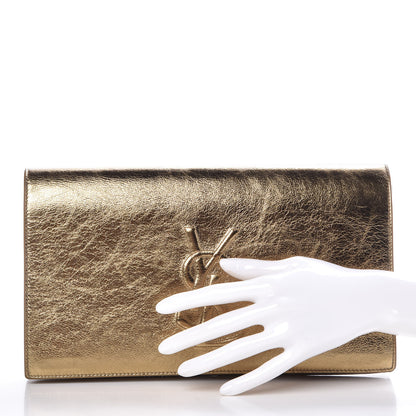 Saint Laurent Metallic Calfskin Monogram Large Belle De Jour Clutch Gold 2 of 10