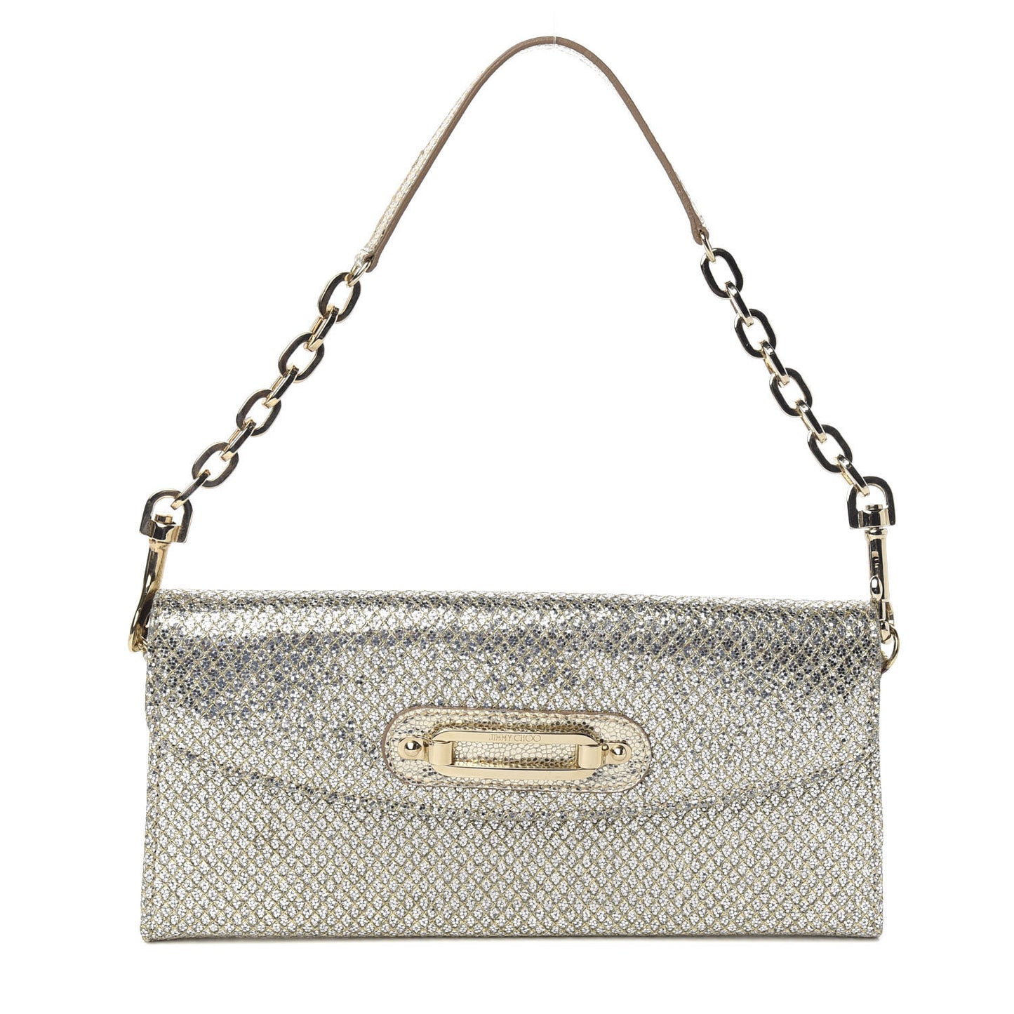 Glitter Fabric Large Riane Clutch Champagne