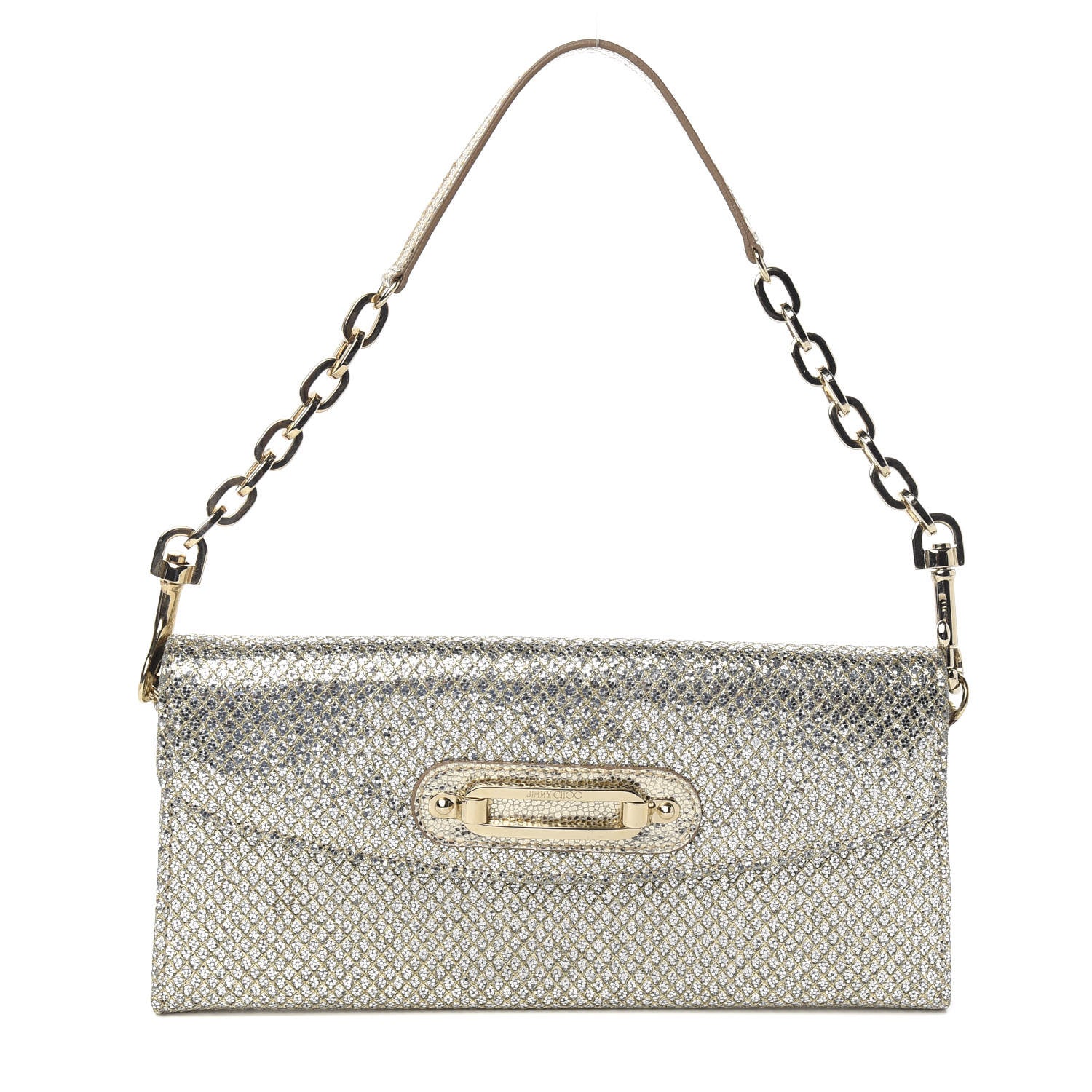 Jimmy Choo Glitter Fabric Large Riane Clutch Champagne 2 of 8