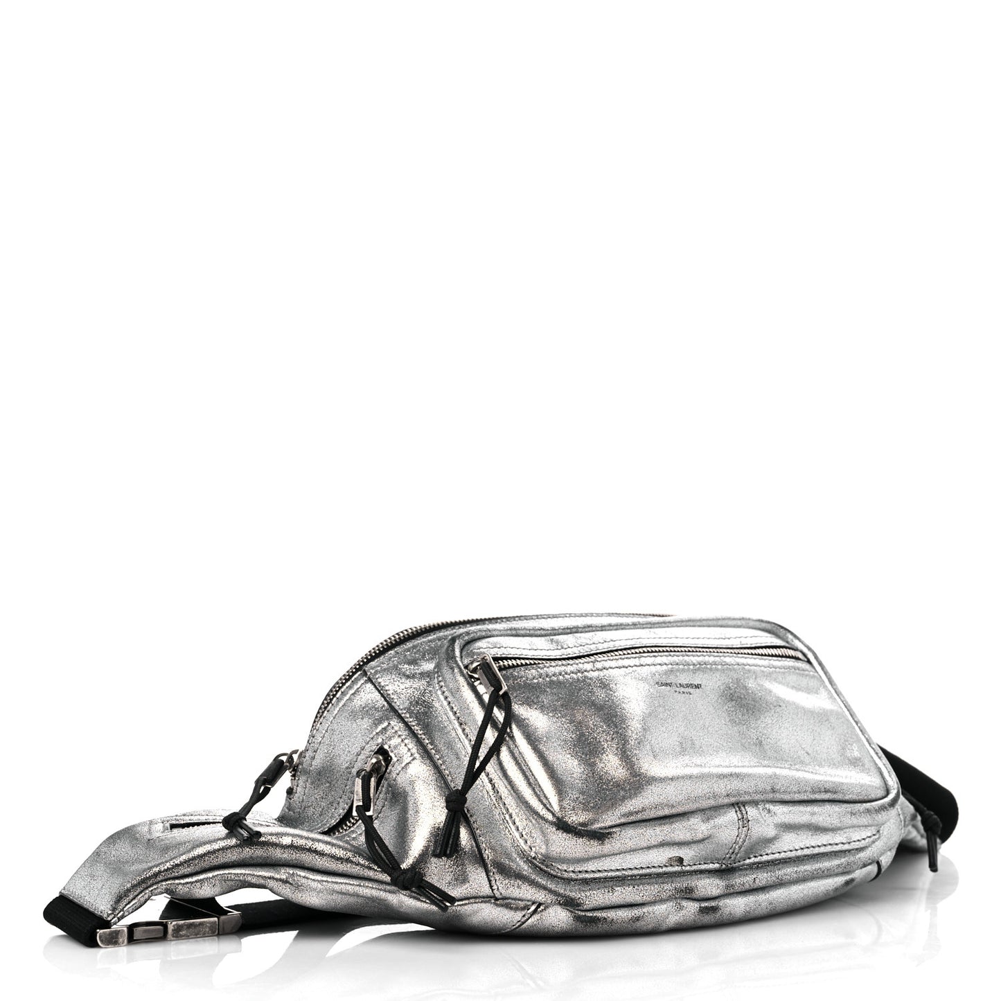 Metallic Calfskin Ripstop Body Belt Bag Silver