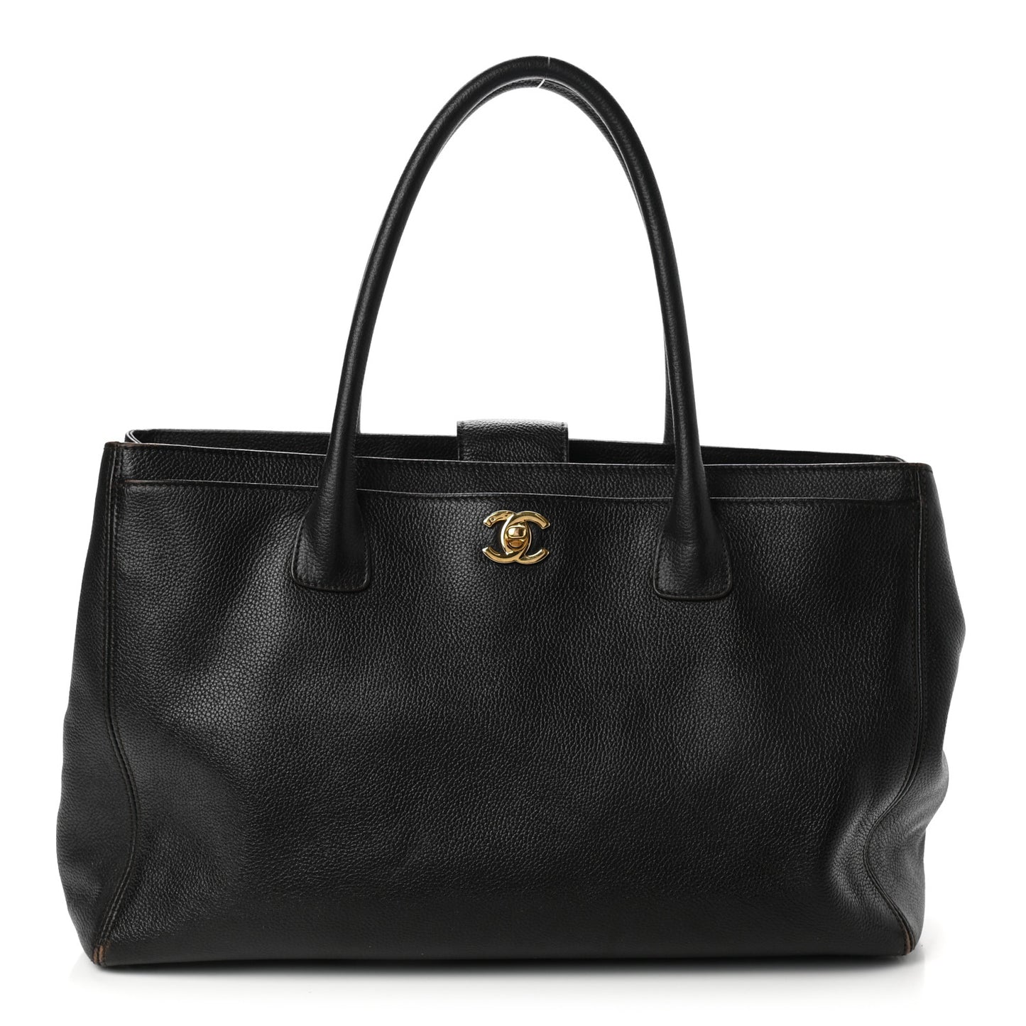 Calfskin Cerf Executive Shopper Tote Black