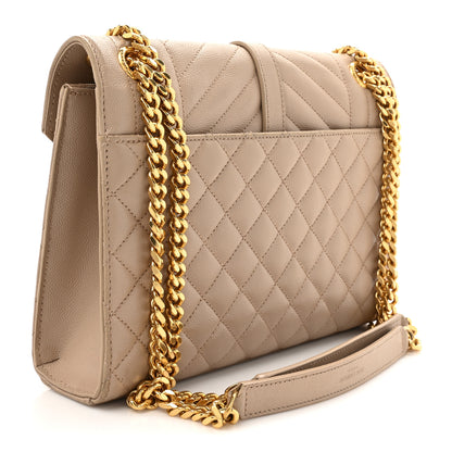 Saint Laurent Grain De Poudre Textured Mixed Matelasse Medium Triquilt Monogram Satchel Dark Beige 3 of 15