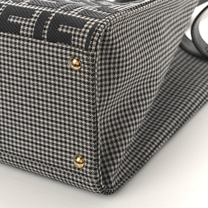 Fendi Wool Vitello King Houndstooth FF Embroidered Medium Peekaboo X-Tote Grigio Anthracite 8 of 8