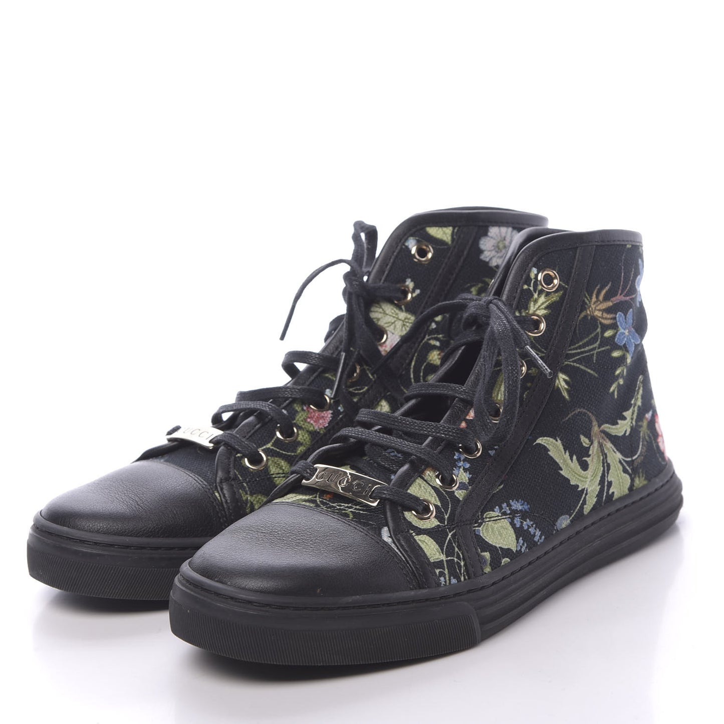 Canvas Flora Knight High Top Sneakers 36.5 Black