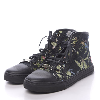 Gucci Canvas Flora Knight High Top Sneakers 36.5 Black 3 of 8