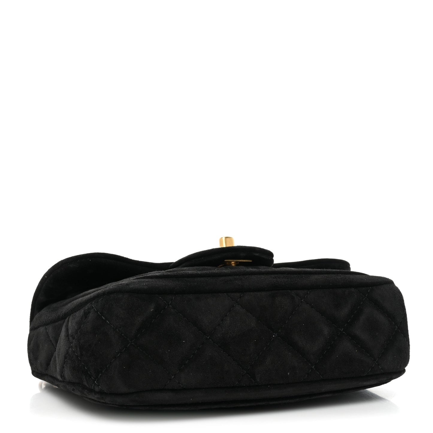 Suede Quilted Mini Double Frame Flap Black
