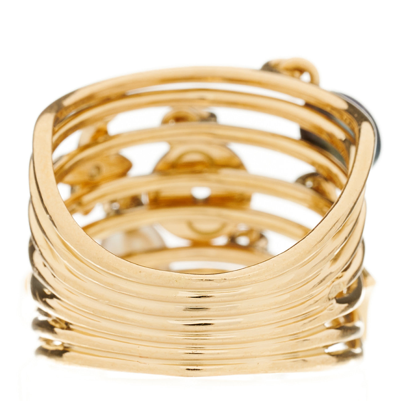 Louis Vuitton 18K Yellow Gold Freshwater Pearl Monogram Charm Ring 52 6 2 of 3