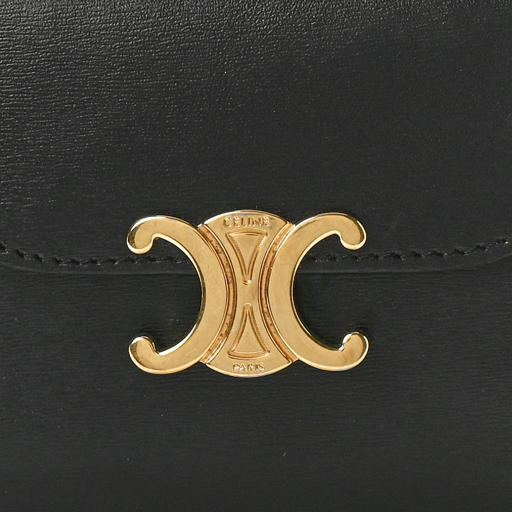 Shiny Calfskin Small Triomphe Wallet Black