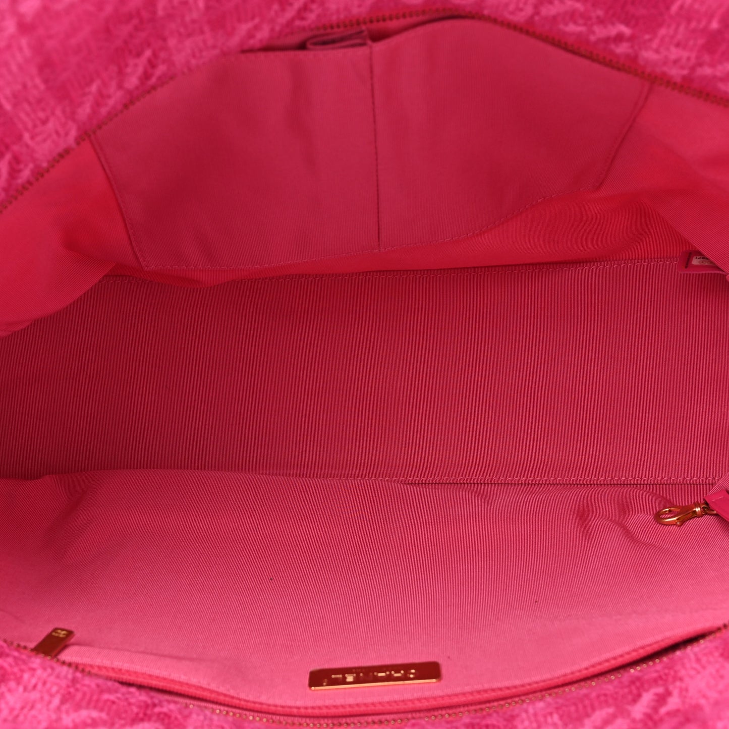 Wool Tweed Large Zipped Shopping Tote Pink