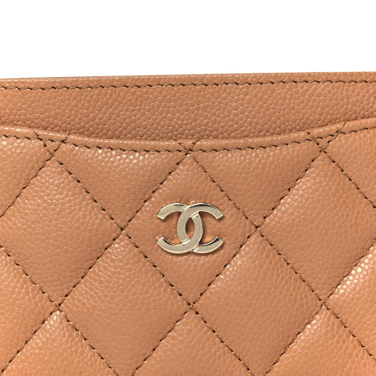 Caviar Quilted Card Holder Brown