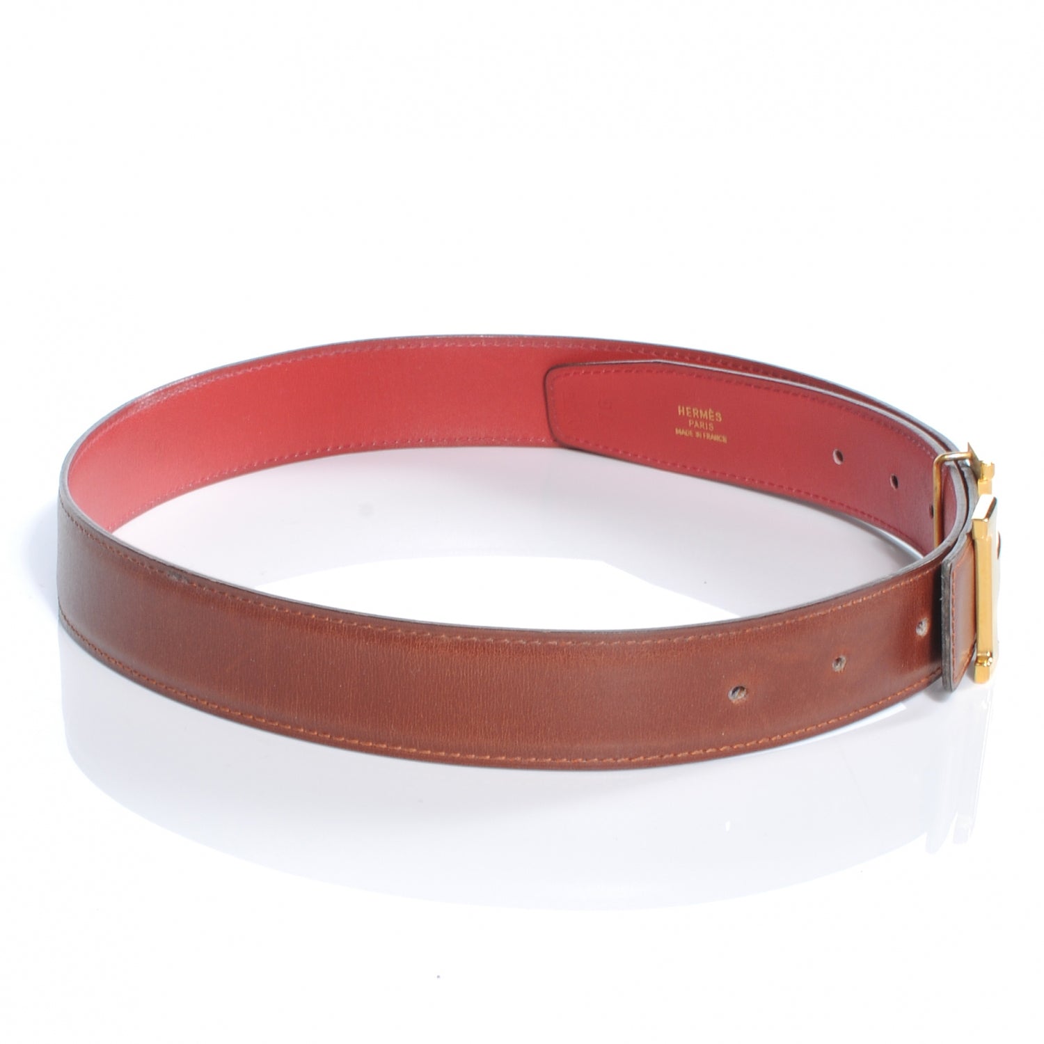 Hermes Box Reversible Constance 32mm H Belt 76 Rouge H and Rouge Vif 4 of 6