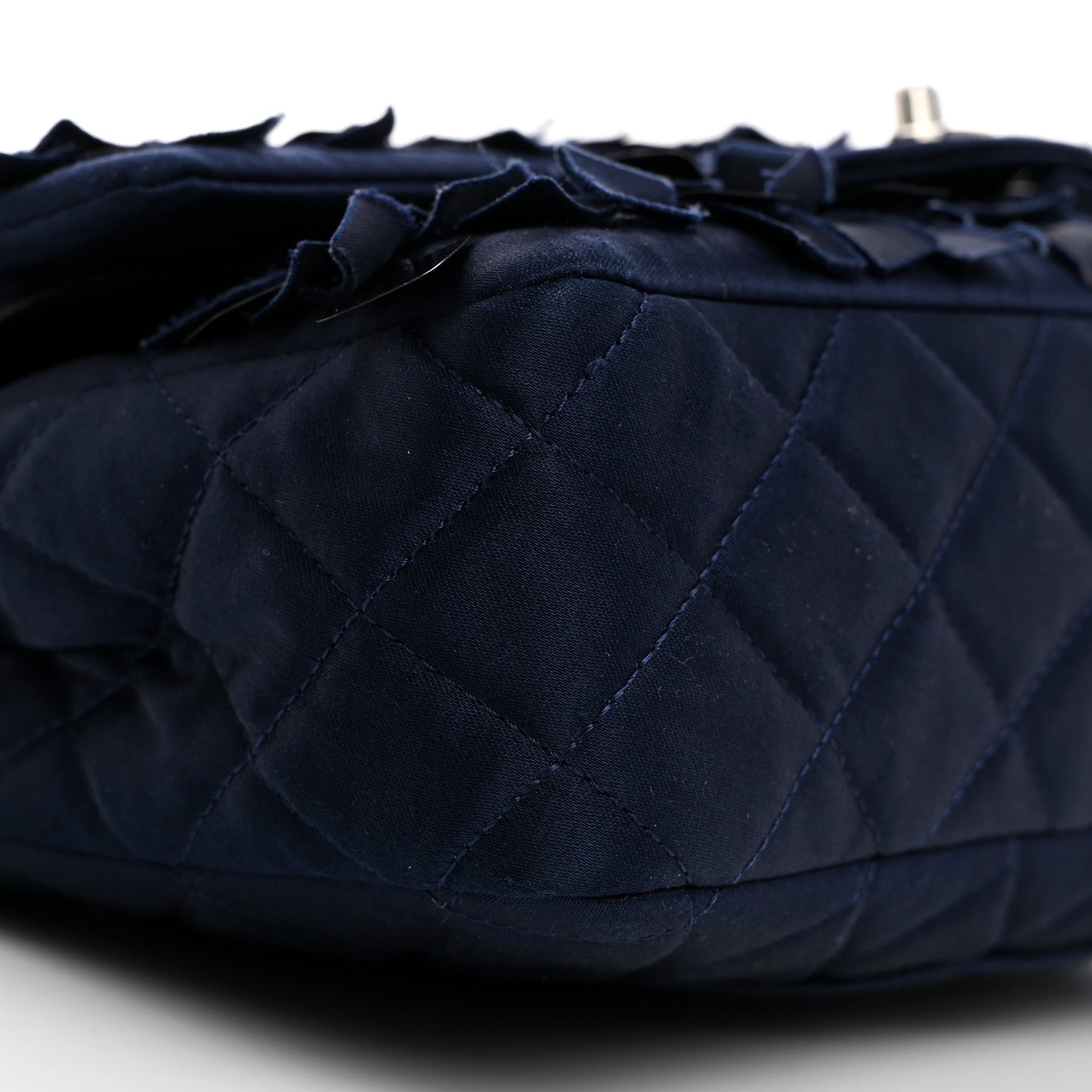 Chanel Satin Paillette Sequin Quilted Medium Single Flap Navy 9 of 10