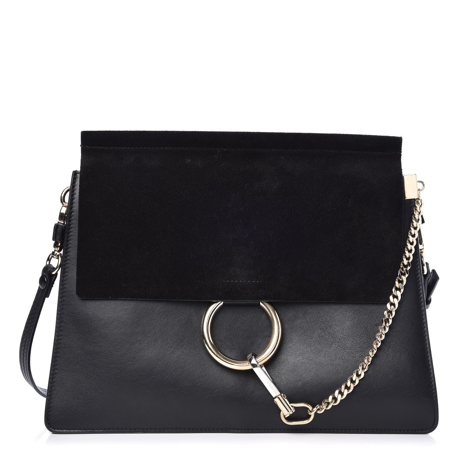 Chloe Suede Calfskin Medium Faye Shoulder Bag Black 1 of 9