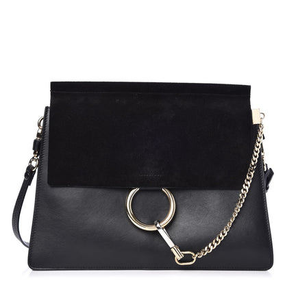 Chloe Suede Calfskin Medium Faye Shoulder Bag Black 1 of 9