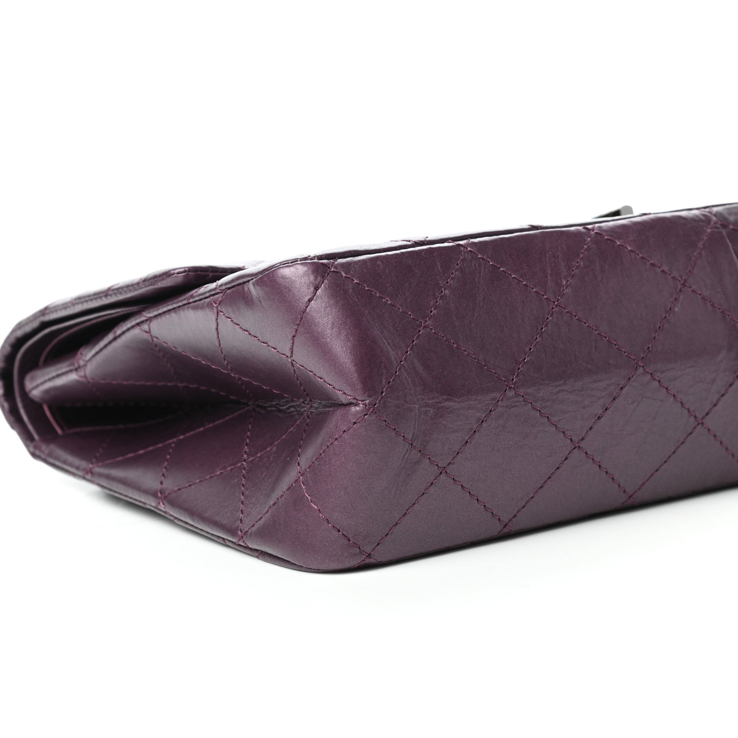 Aged Calfskin Quilted 2.55 Reissue 227 Flap Dark Purple