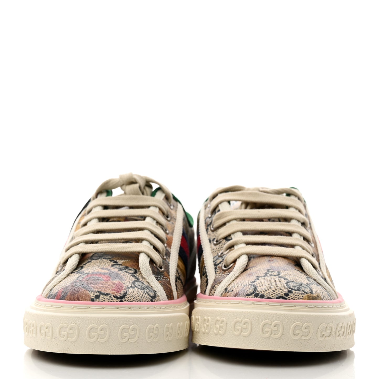 GG Supreme Monogram Water Flora Web Womens 1977 Tennis Sneakers 36 Beige Blue Multicolor Mystic White