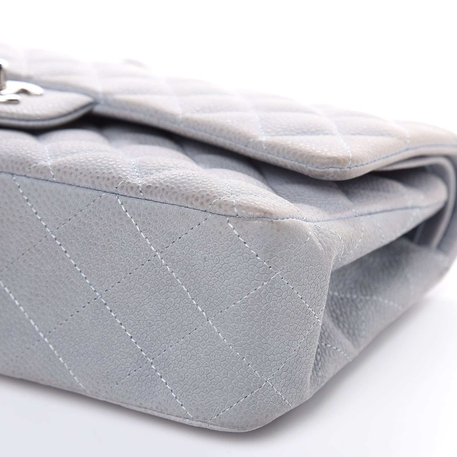 Chanel Iridescent Caviar Quilted Medium Double Flap Light Grey 9 of 16