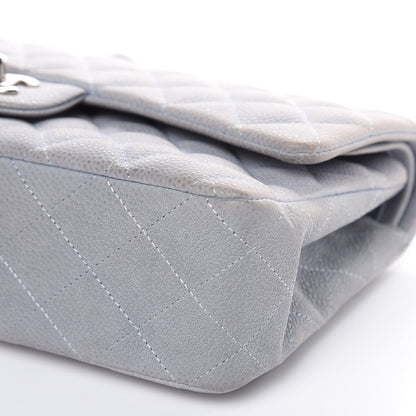 Chanel Iridescent Caviar Quilted Medium Double Flap Light Grey 9 of 16