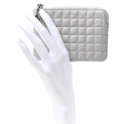 Celine Calfskin Quilted C Charm Coin Card Pouch Grey 2 of 7