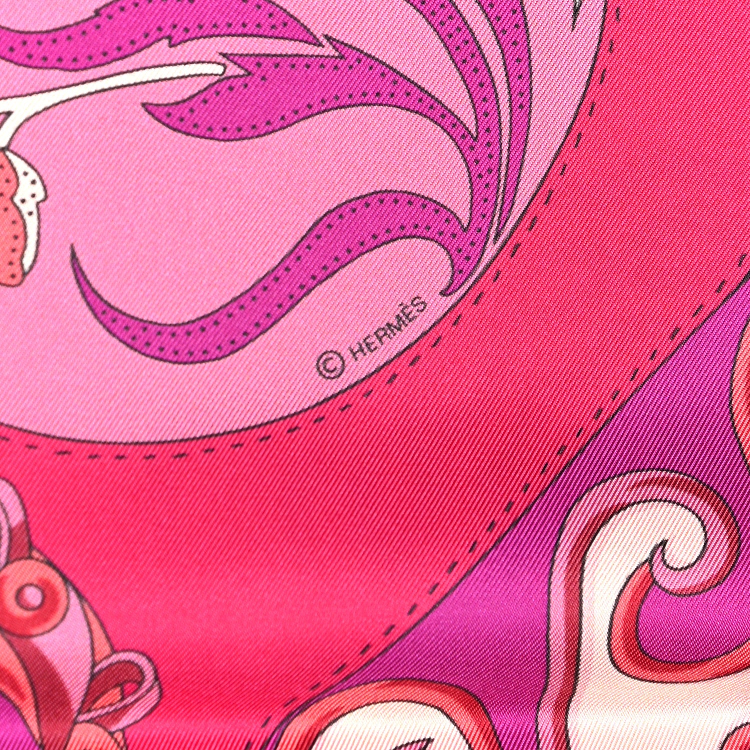 Hermes Silk Festival des Amazones Maxi Twilly Fuchsia Rose Indien Corail 3 of 4