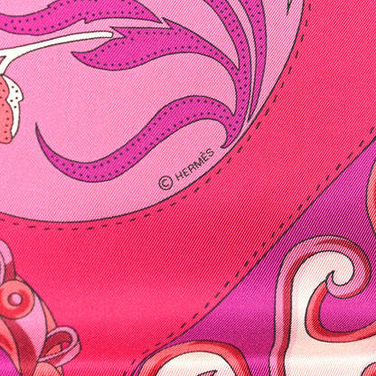Hermes Silk Festival des Amazones Maxi Twilly Fuchsia Rose Indien Corail 3 of 4