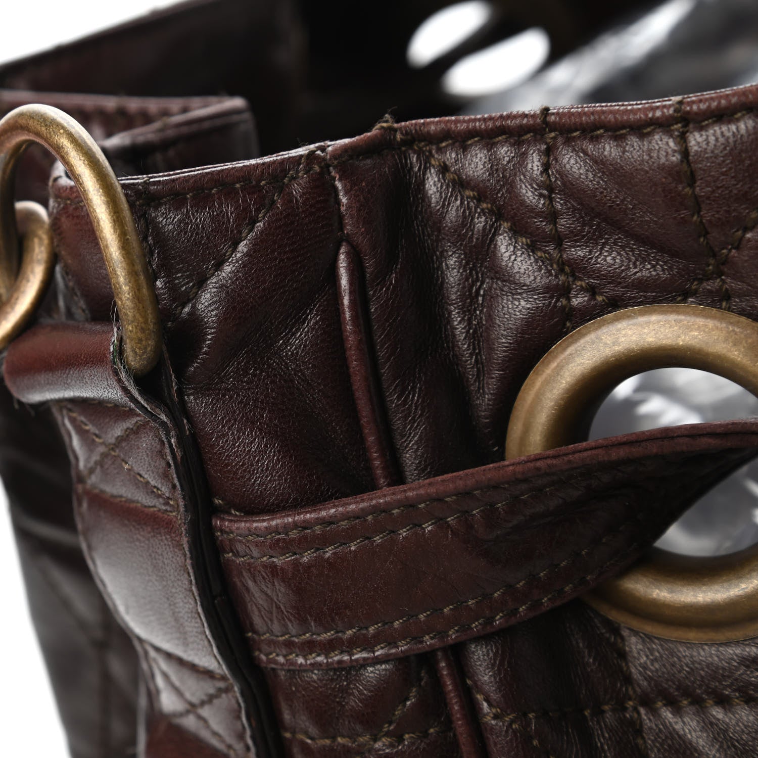 Christian Dior Lambskin Cannage Drawstring Bag Dark Brown 14 of 14