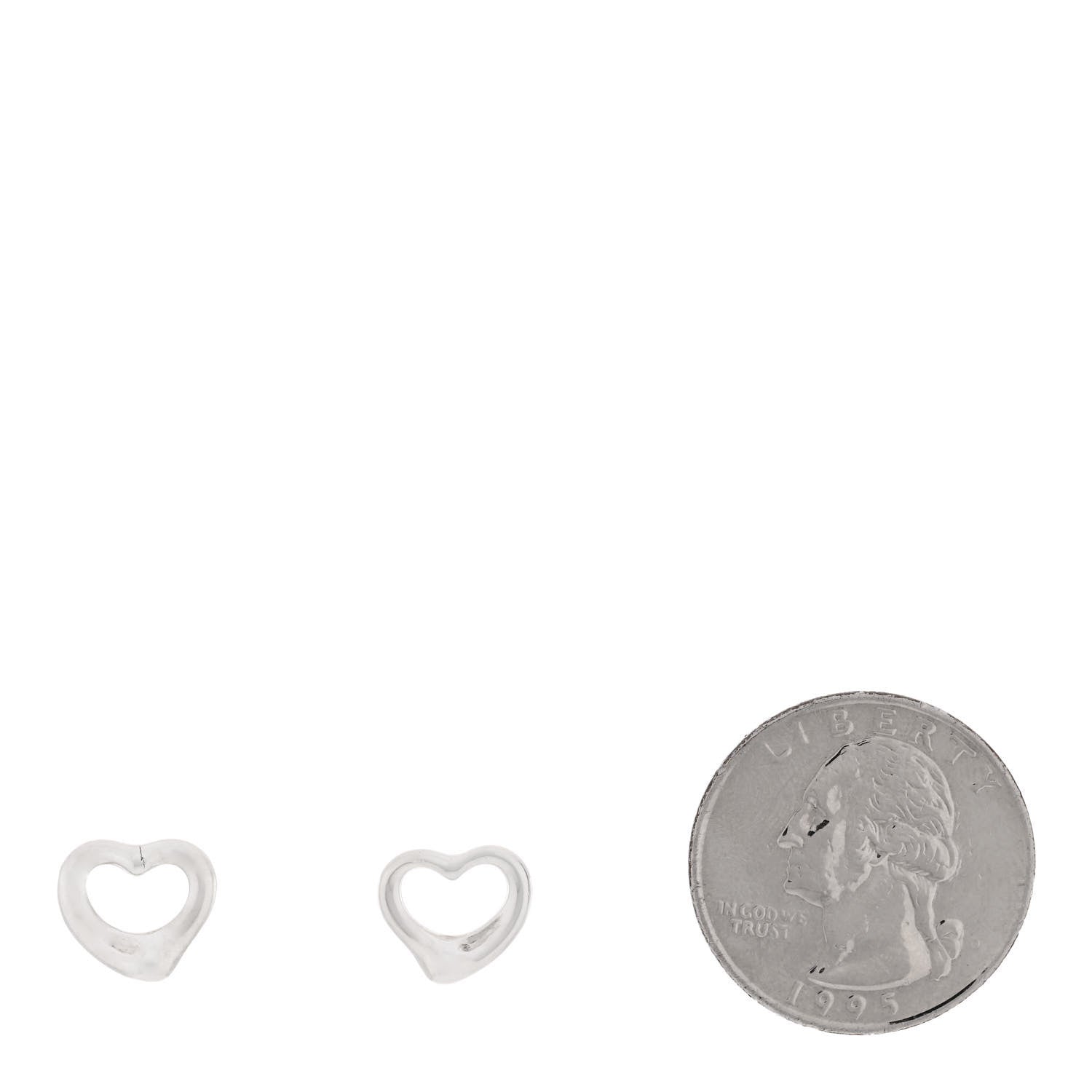 Tiffany Sterling Silver 11mm Elsa Peretti Open Heart Earrings 2 of 6