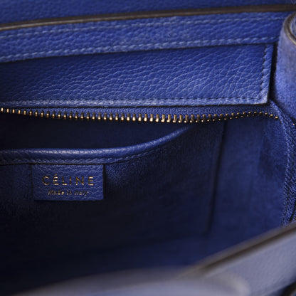 Celine Drummed Calfskin Nano Luggage Indigo 6 of 9