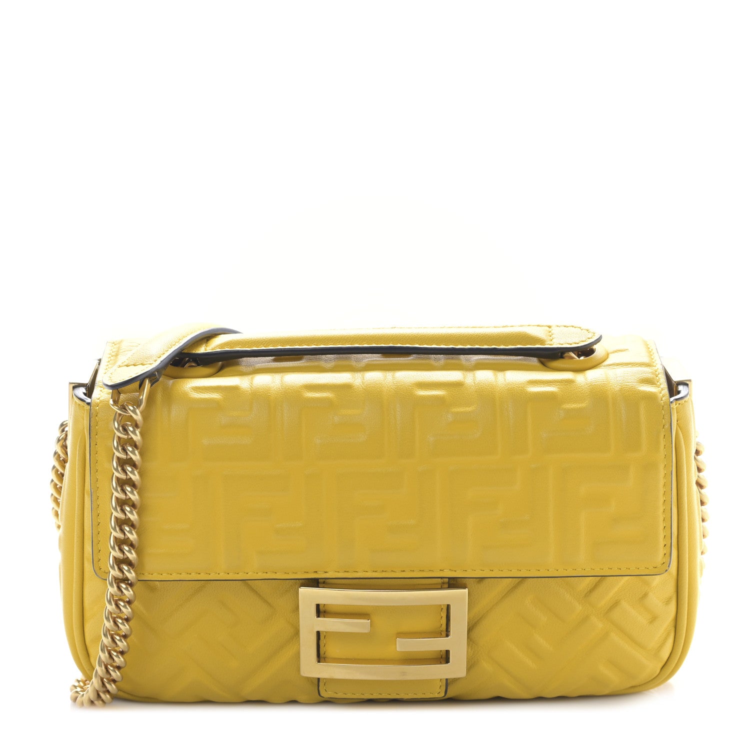 Fendi Nappa Small FF Embossed Midi Chain Baguette Mimosa 1 of 8