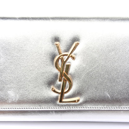 Saint Laurent Metallic Calfskin Classic Monogram Cassandre Clutch Argento 15 of 16