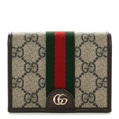 Gucci GG Supreme Monogram Web Ophidia Small Wallet Beige Dark Brown 1 of 8