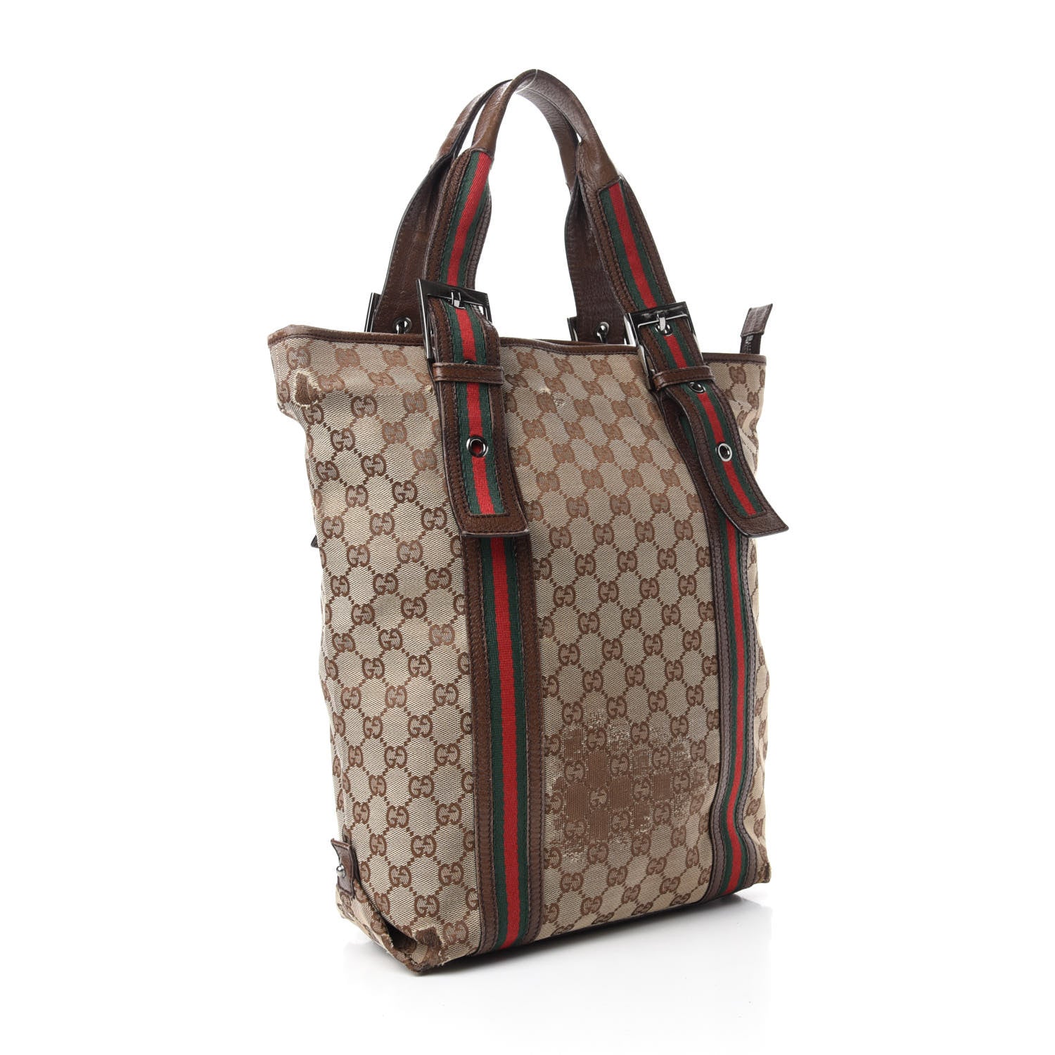 Gucci GG Monogram Medium Web Handle Vertical Tote Bag Dark Brown 3 of 16
