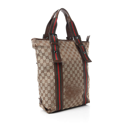 Gucci GG Monogram Medium Web Handle Vertical Tote Bag Dark Brown 3 of 16