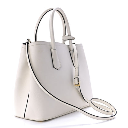 Prada Saffiano Cuir Medium Double Bag Talco Black 3 of 10