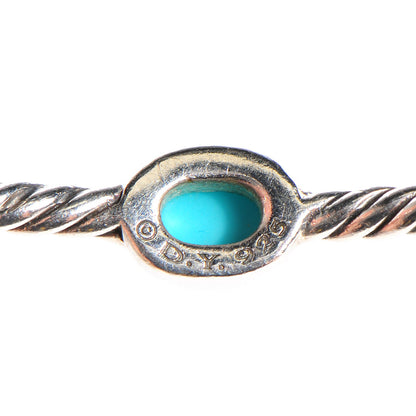 David Yurman Sterling Silver Turquoise Color Classics Cable Bangle Bracelet Set of 2 4 of 5