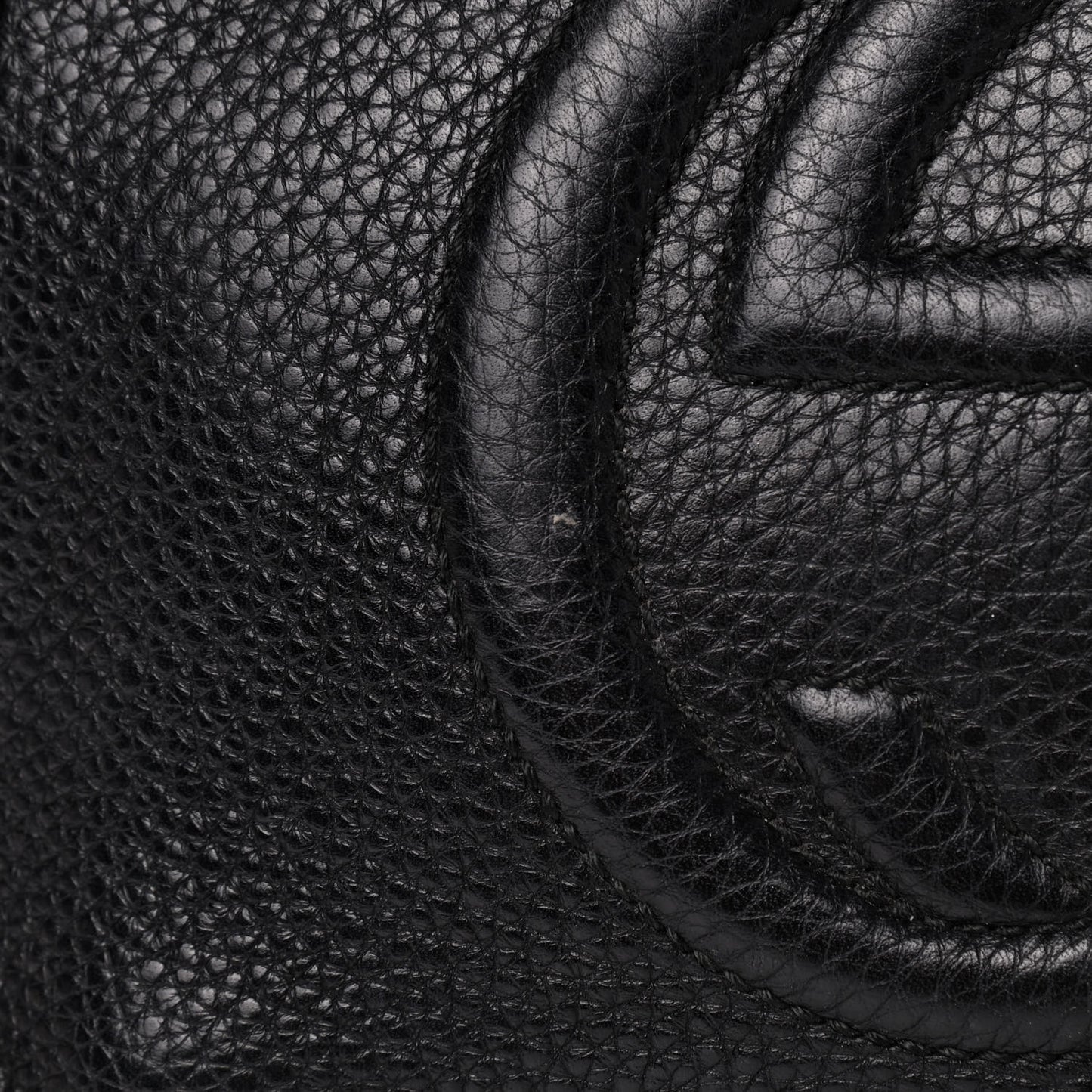 Pebbled Calfskin Small Soho Top Handle Bag Black