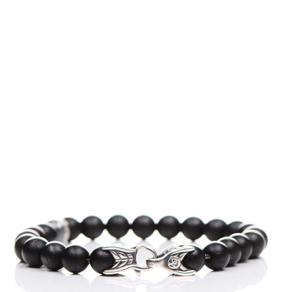 David Yurman Sterling Silver Diamond Black Onyx 8mm Spiritual Beads Bracelet 3 of 5