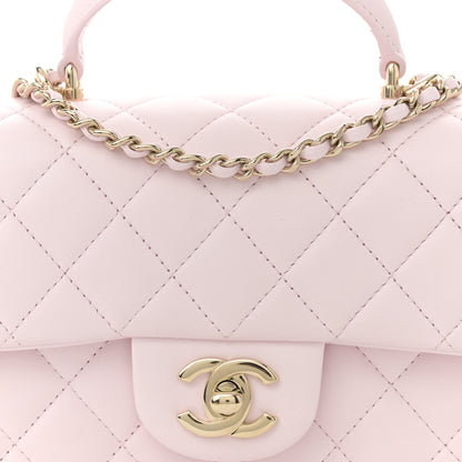 Chanel Lambskin Quilted Mini Top Handle Rectangular Flap Light Pink 9 of 14