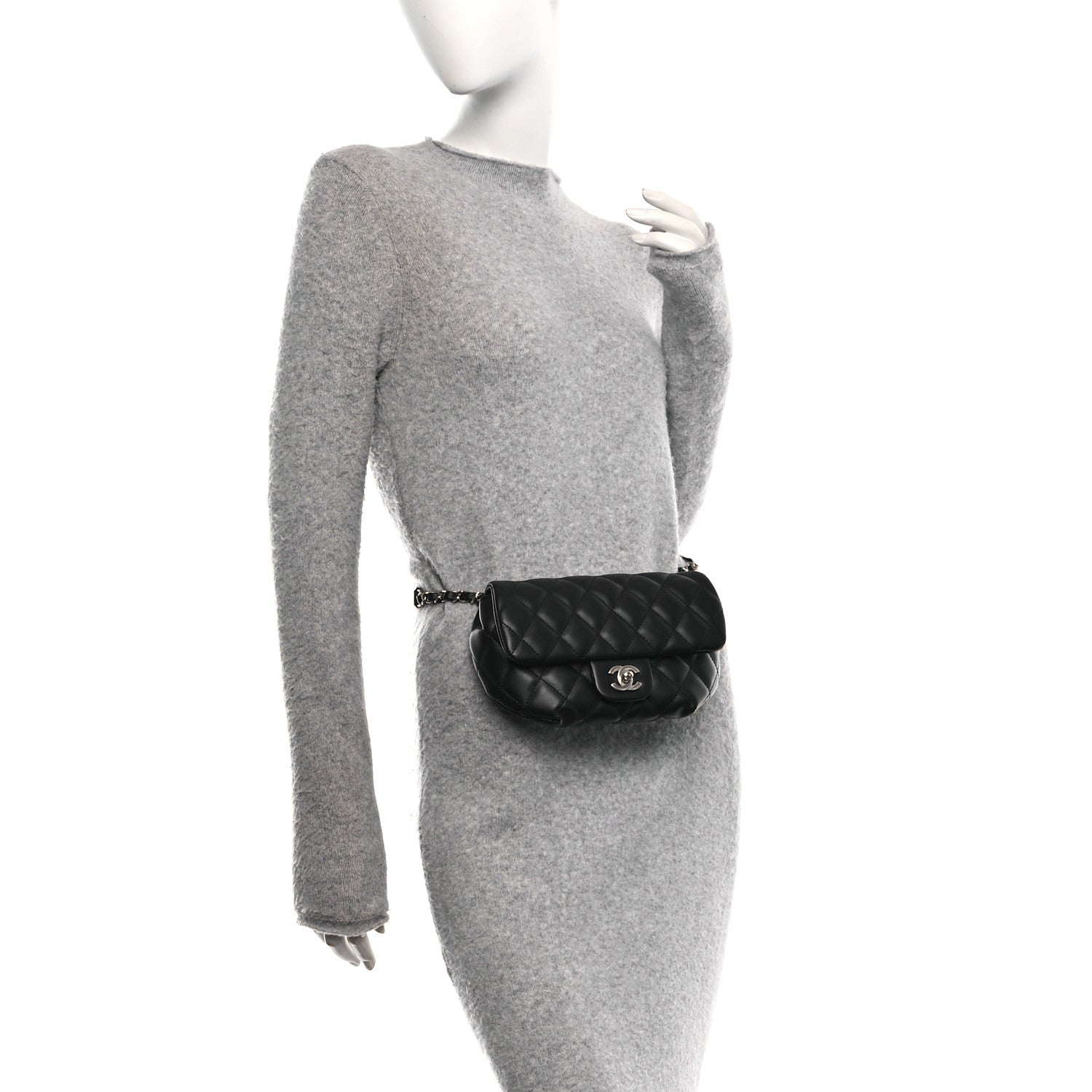 Chanel Calfskin Quilted CC Uniform Flap Belt Bag Black 2 of 11