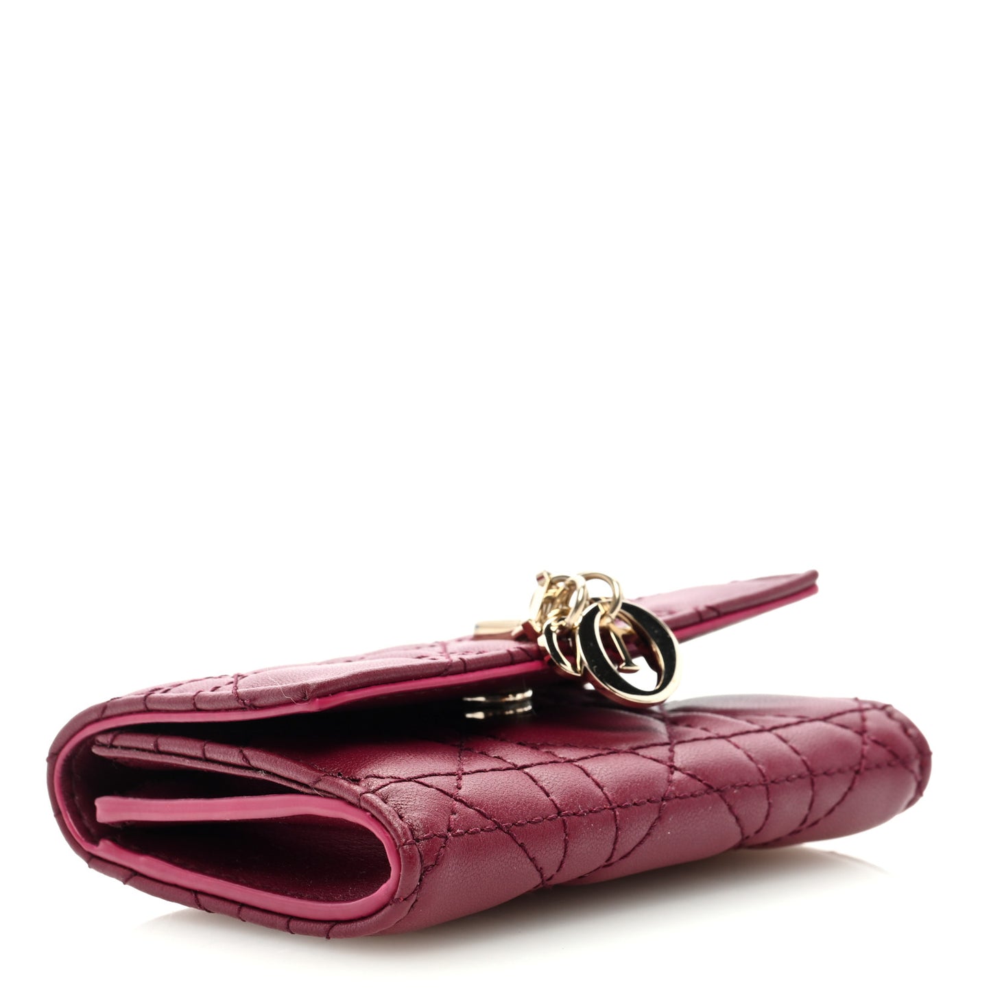 Lambskin Cannage Miss Dior Glycine Wallet Deep Fuchsia