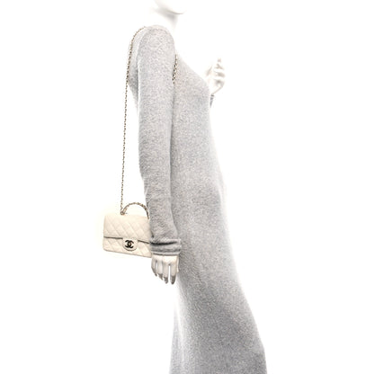 Chanel Lambskin Quilted Mini Crystal Top Handle Rectangular Flap White 2 of 17