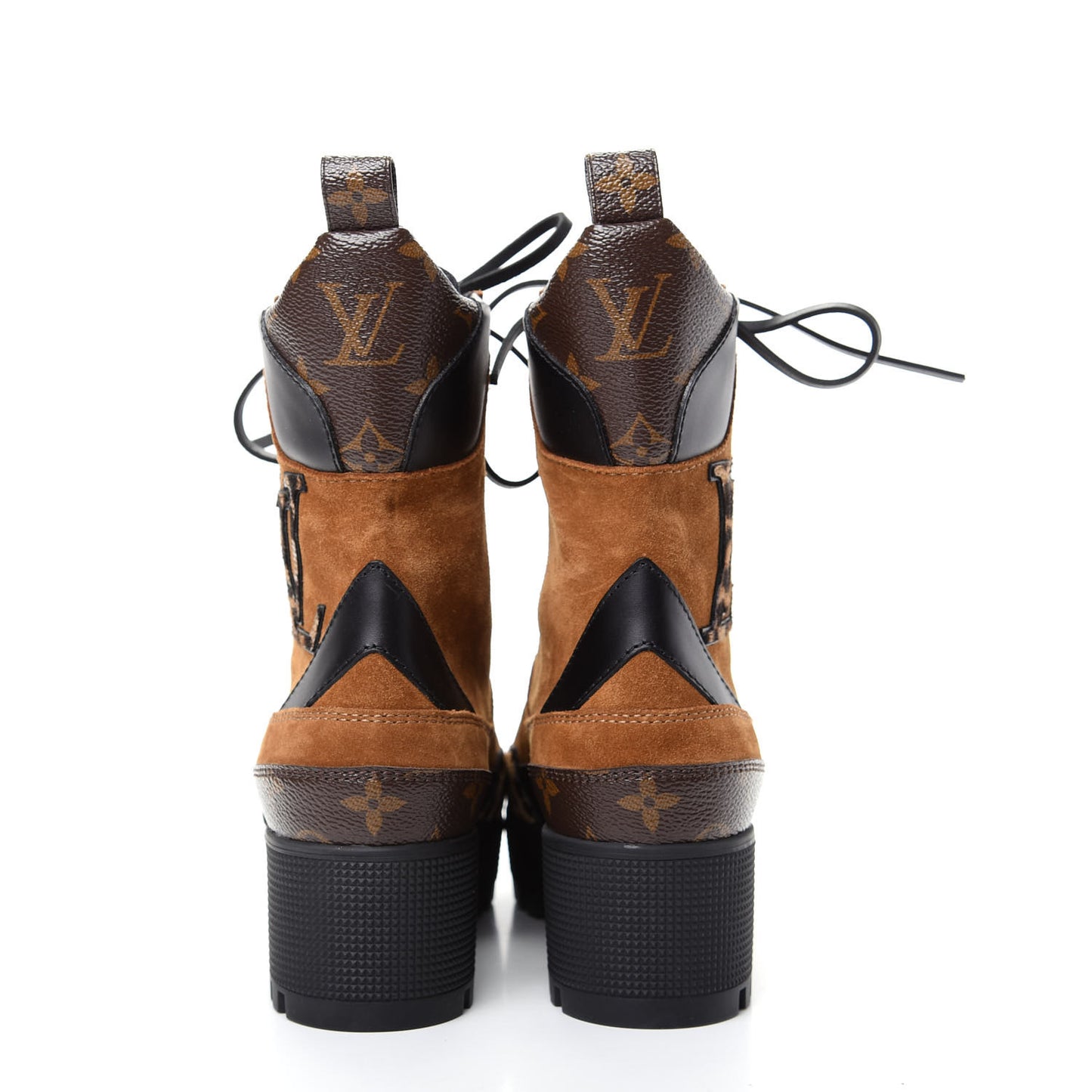 Suede Calfskin Monogram Laureate Platform Desert Boots 37 Cognac