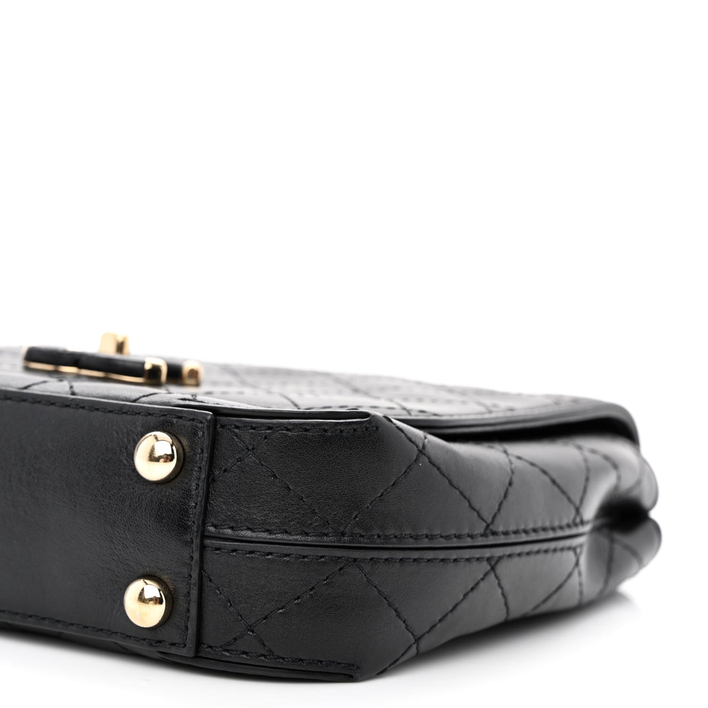 Calfskin Stitched Small Covered CC Flap Bag Black
