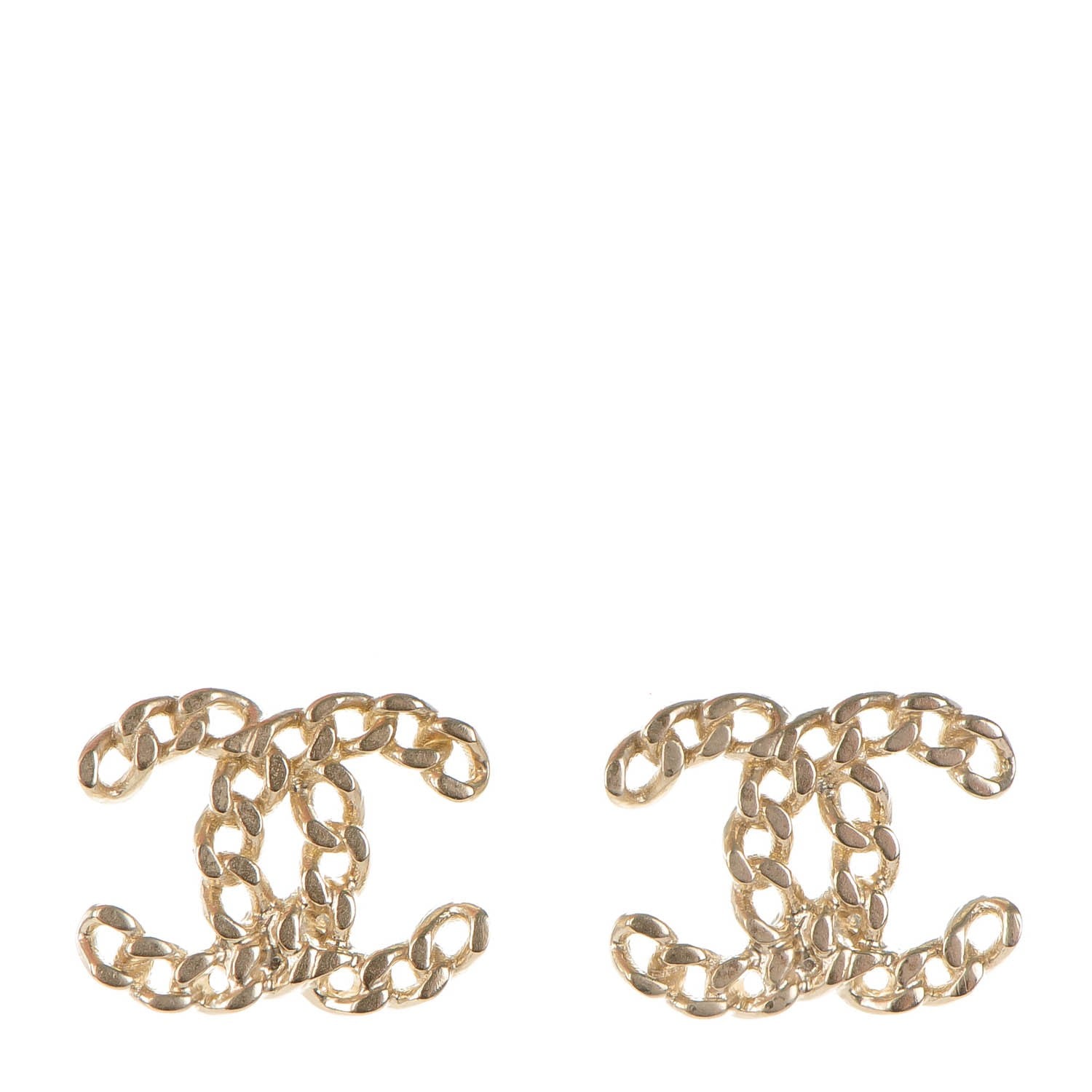 Chanel Metal Chain Link CC Earrings Gold 1 of 5