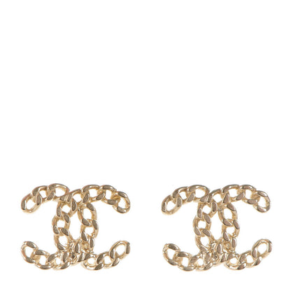 Chanel Metal Chain Link CC Earrings Gold 1 of 5