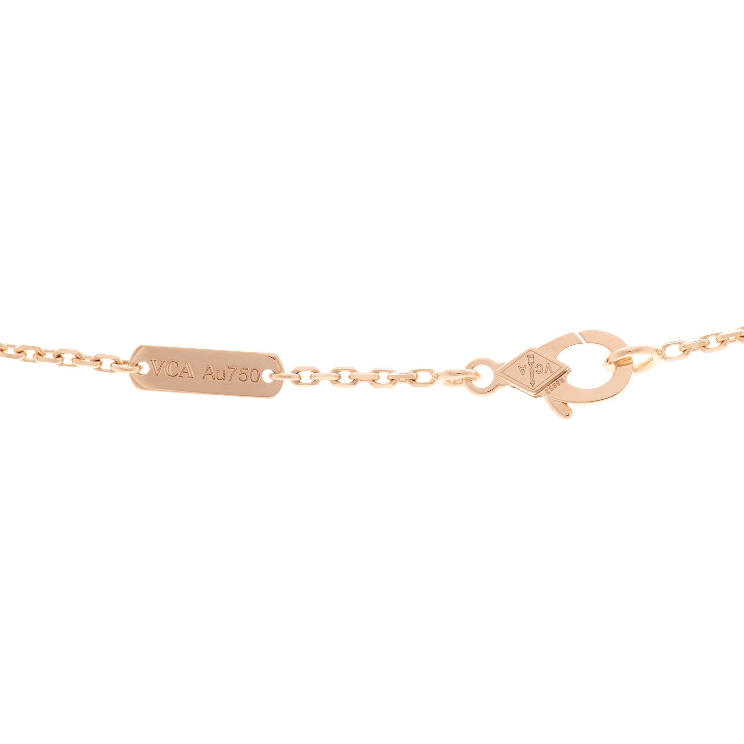 Van Cleef & Arpels 18K Rose Gold Diamond Pink Mother of Pearl Vintage Alhambra Pendant Necklace 4 of 5
