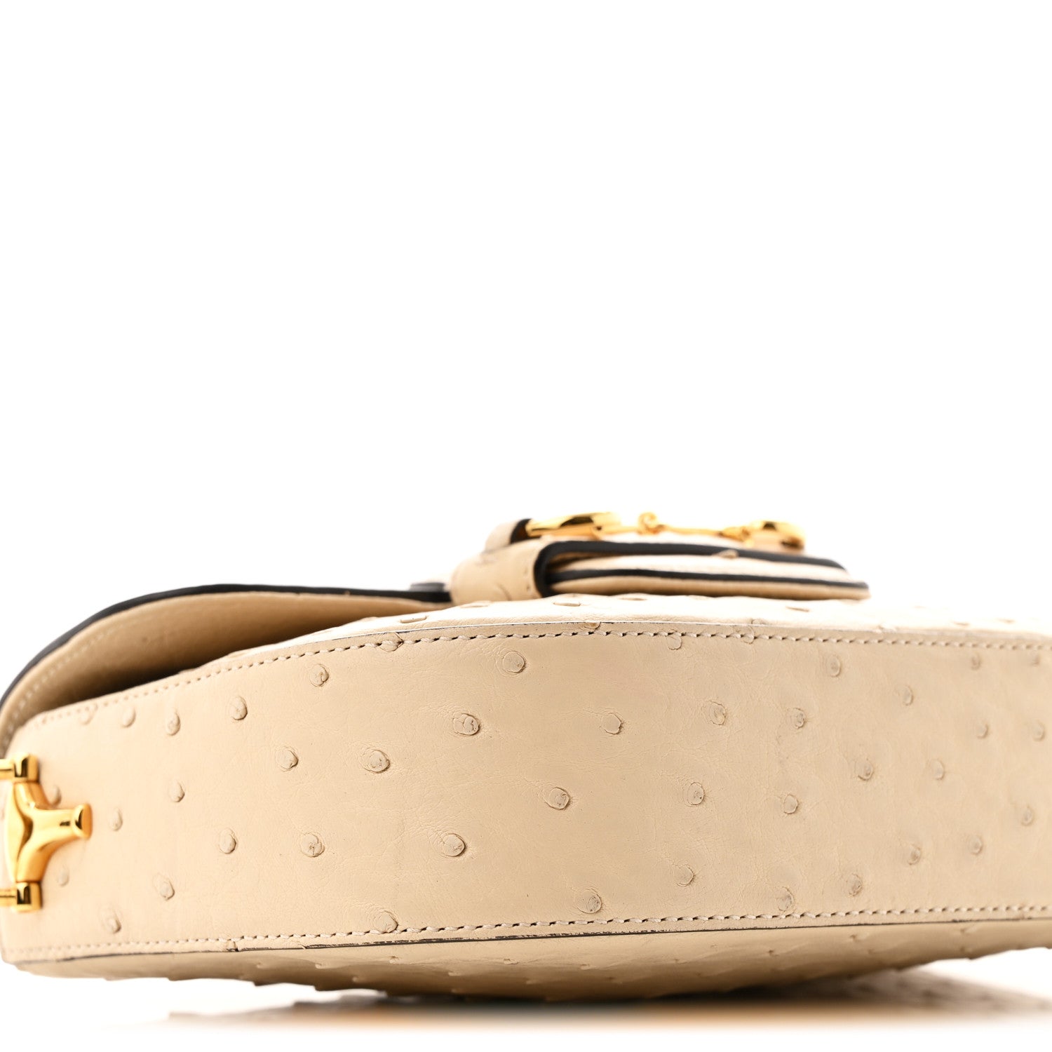 Gucci Ostrich Medium Horsebit 1955 Shoulder Bag White 9 of 12