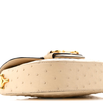 Gucci Ostrich Medium Horsebit 1955 Shoulder Bag White 9 of 12